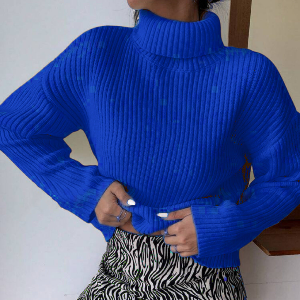 Damen Hochwertiger Rollkragenpullover mit strukturiertem Rippstrick Amawinc