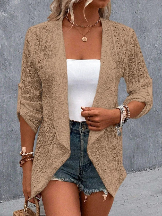 Cardigan Femme Crochet Ouvert Décontracté Style Bohème Pour Superposition Quotidienne Chic