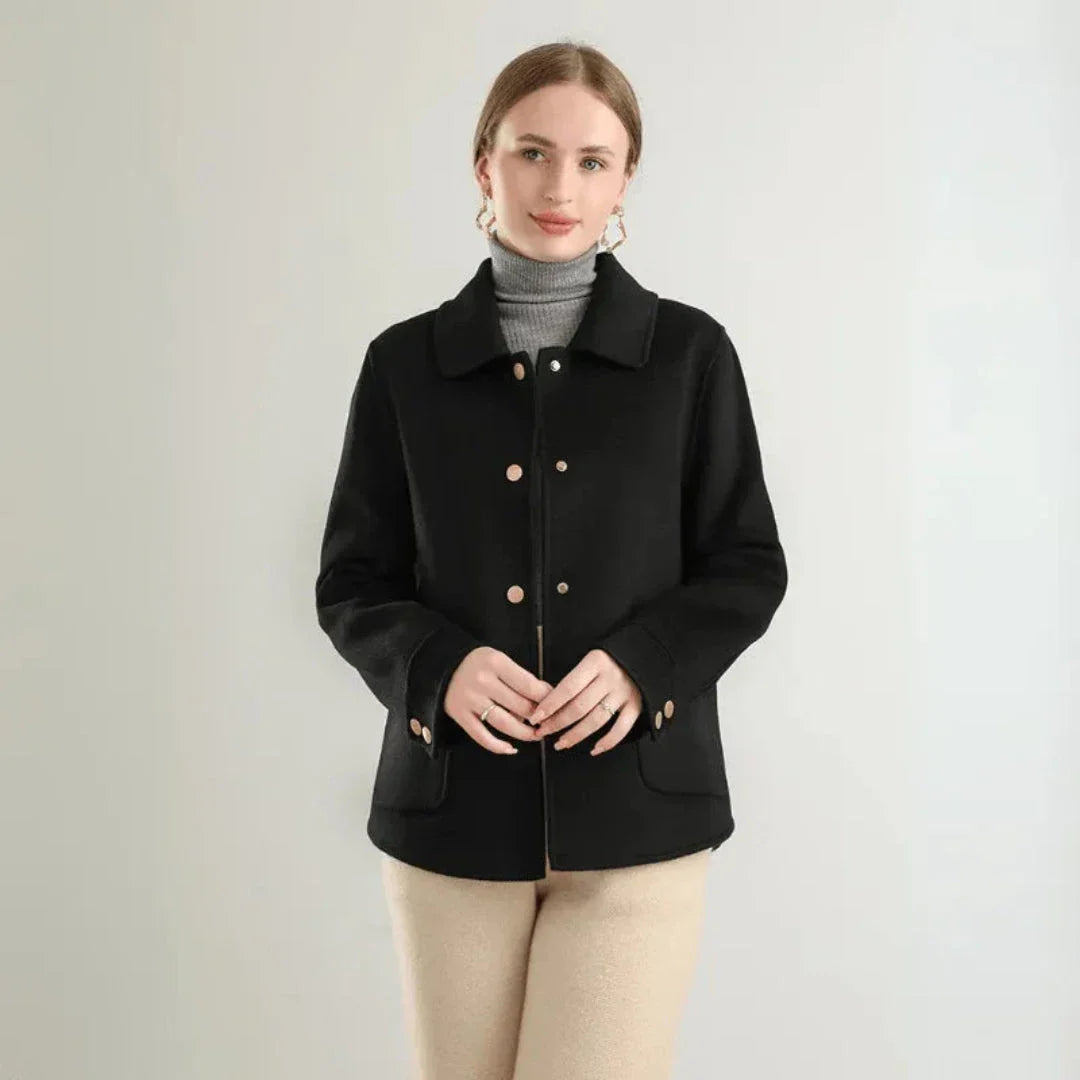 Manteau Double Face En Laine Olivia Avec Boutons Frontaux Et Silhouette Ajustée Chic
