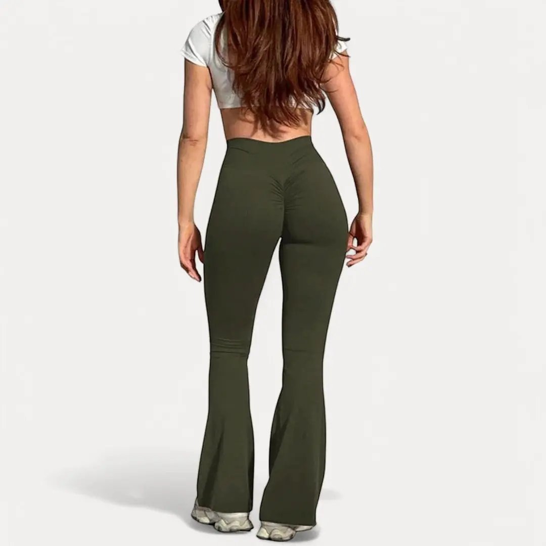 Leggings Flare Scrunch Olivia Haute Taille Avec Effet Lift Fessier Respirants Et Ceinture Cintrée