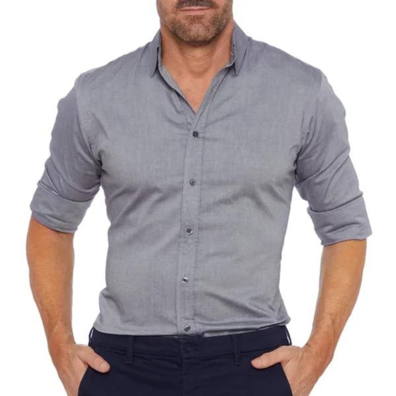 Chemise Homme Slim Fit Respirante en Mélange à Fermeture Éclair Style Smart Casual Inspiré par Amawinc Nordique