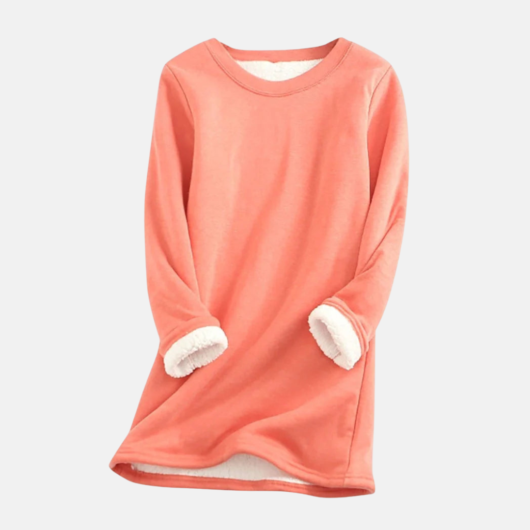 Sweatshirt Femme Tricot Coupe Décontractée Col Rond En Peluche Doublé Confort Luxueux