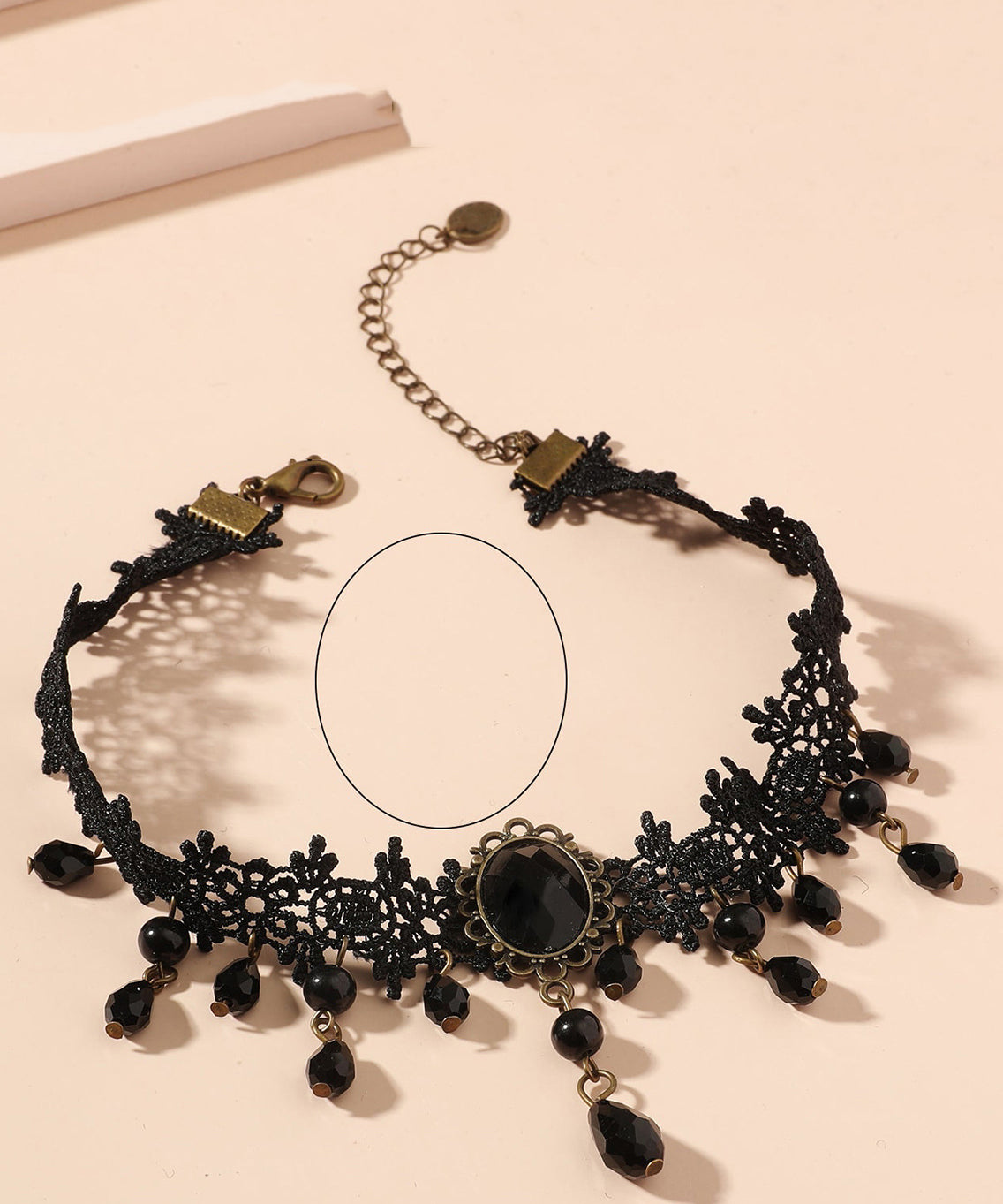 Collier ras du cou original en alliage d'argent sterling noir et agate - Amawinc