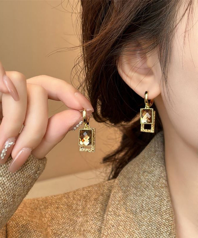 Boucles d'oreilles pendantes originales en alliage de cristal et zircon - Amawinc