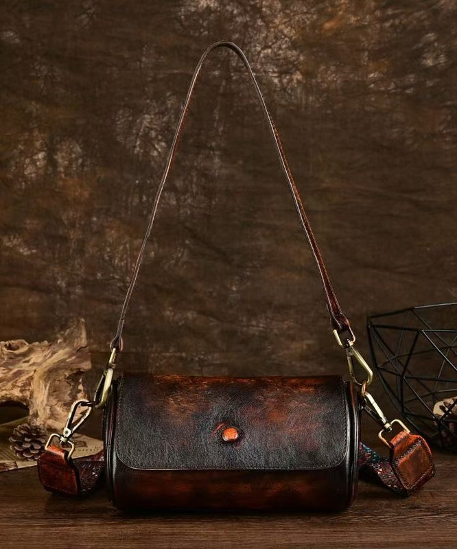 Sac à main en cuir de veau café au design original - Amawinc