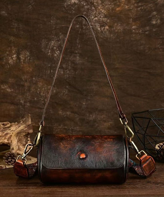 Sac à main en cuir de veau café au design original - Amawinc