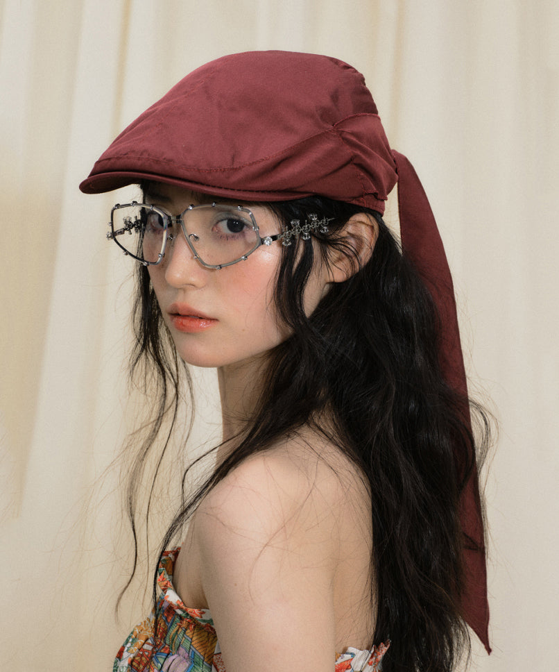 Chapeau breton rouge foncé original avec nœud pour l'été - Amawinc