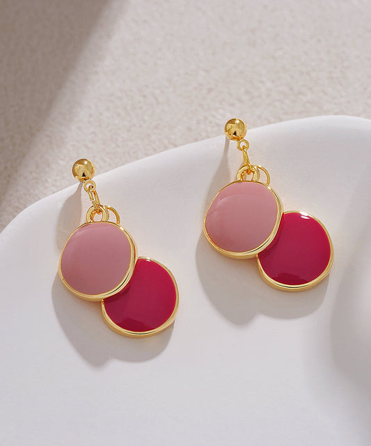 Boucles d'oreilles pendantes rondes en alliage d'or au design original - Amawinc