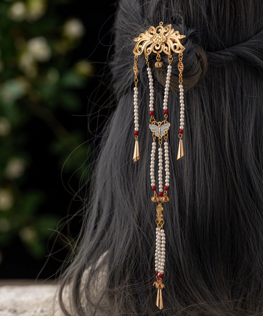 Épingle à cheveux papillon en alliage de cuivre doré et émaillé, design original - Amawinc