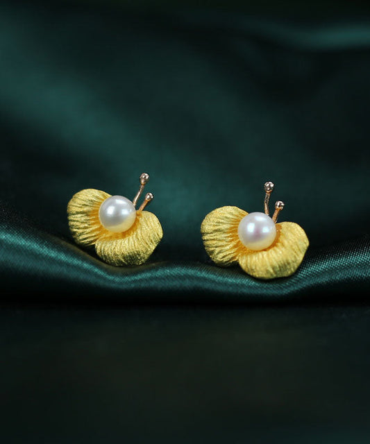 Boucles d'oreilles papillon en perles, design original, plaquées or et cuivre doré - Amawinc