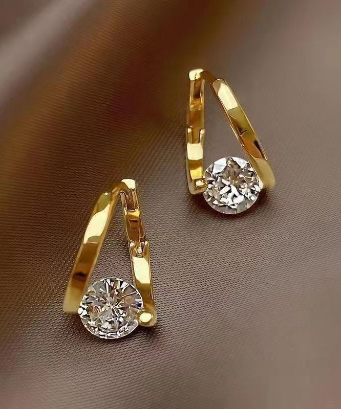Boucles d'oreilles créoles originales en cuivre doré et zircon - Amawinc
