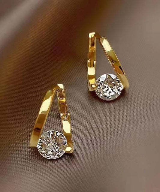 Boucles d'oreilles créoles originales en cuivre doré et zircon - Amawinc