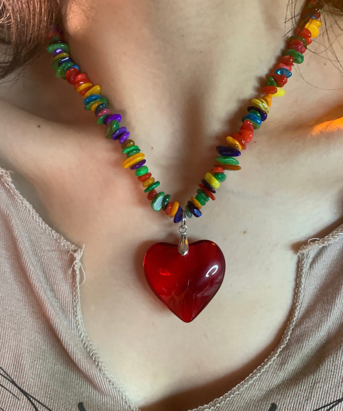 Collier pendentif amour en alliage arc-en-ciel au design original - Amawinc