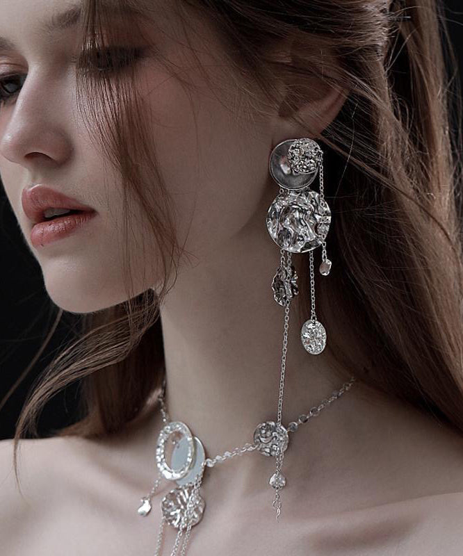 Boucles d'oreilles pendantes à pampilles ondulées en cuivre et soie au design original - Amawinc