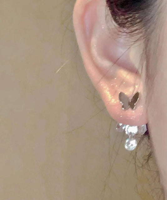 Boucles d'oreilles papillon en métal et zircon au design original - Amawinc