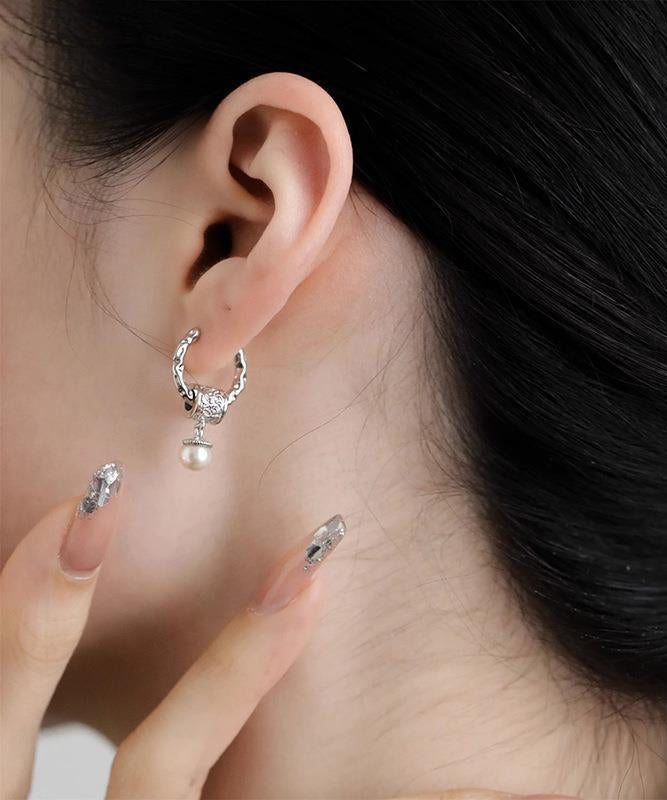 Boucles d'oreilles pendantes en argent sterling et perles en soie au design original - Amawinc