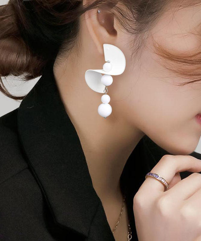Boucles d'oreilles pendantes en argent sterling blanc au design original - Amawinc