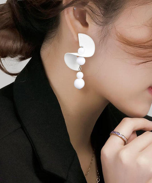 Boucles d'oreilles pendantes en argent sterling blanc au design original - Amawinc