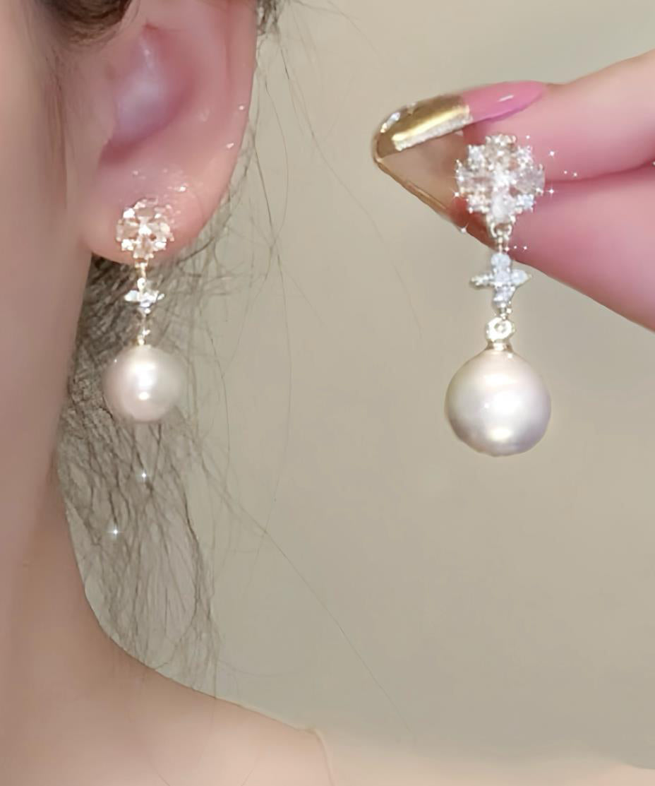 Boucles d'oreilles pendantes originales en or, cuivre et zircons - Amawinc