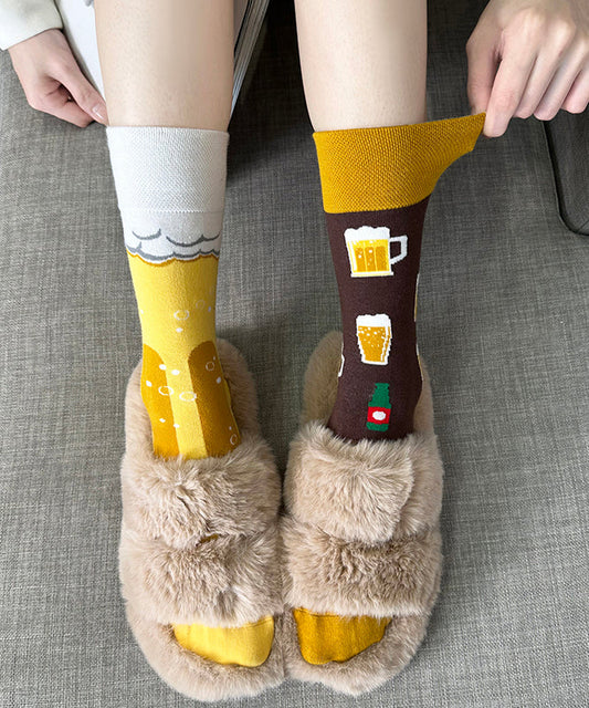 Chaussettes asymétriques mi-mollet à imprimé tendance original - Amawinc