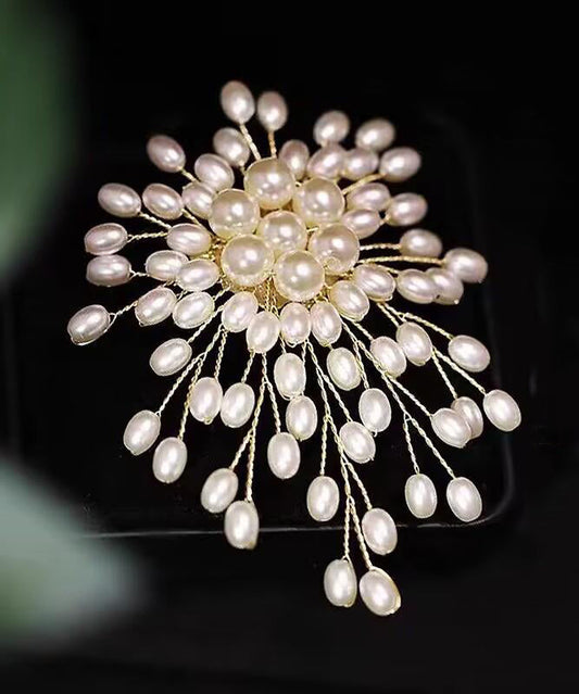 Broches originales en cuivre blanc doré à motifs de feux d'artifice et de perles - Amawinc