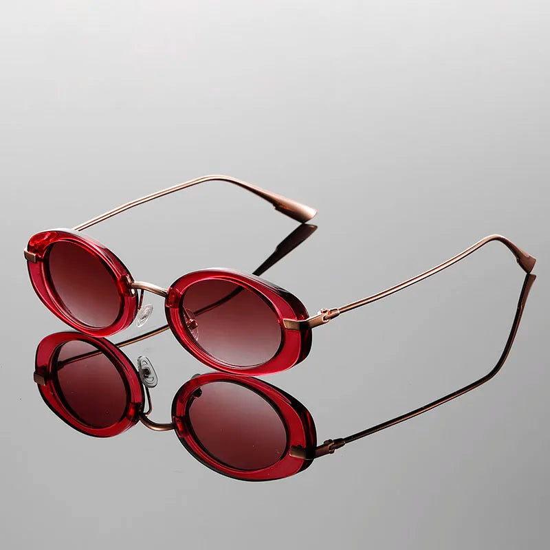Orla Lunettes de Soleil Micro Oval Verres Petits Protection UV Totale Bras Doré Léger Silhouette Rétro Minimaliste