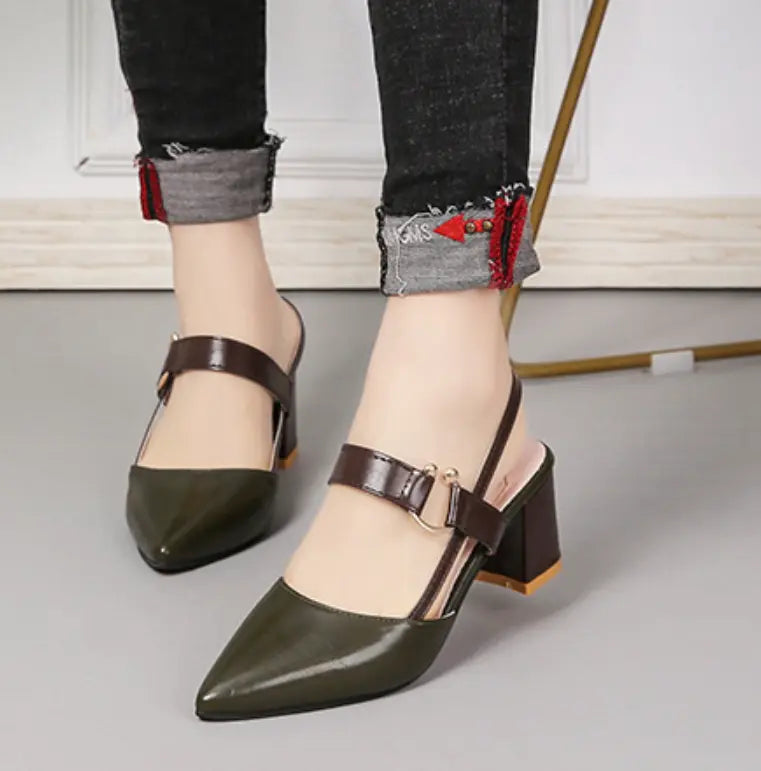 Amawinc Talons Basses pour Femmes Slingback Moderne Confort Toute la Journée Élégance Professionnelle