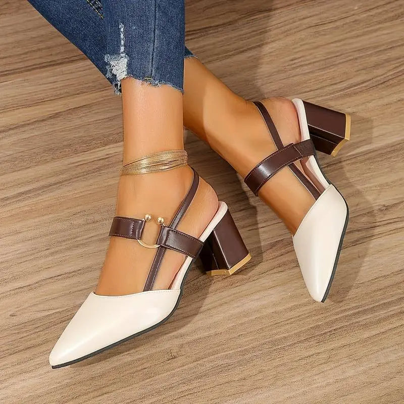 Amawinc Talons Basses pour Femmes Slingback Moderne Confort Toute la Journée Élégance Professionnelle