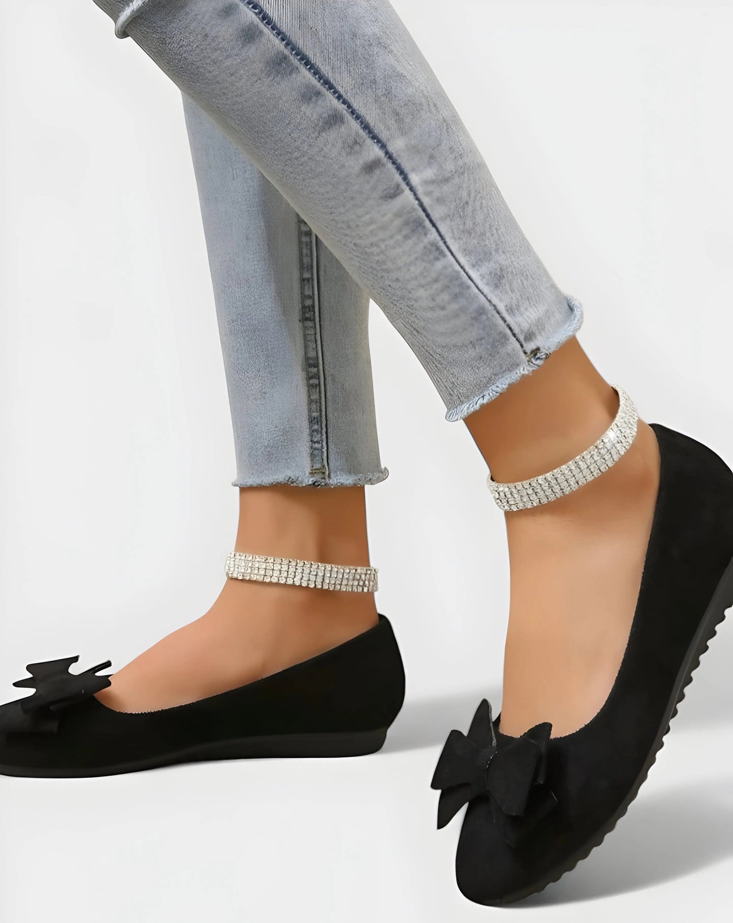 Ballets Femme Slip On Avec Nœud Confort Toute La Journée À Bout Rond Idéaux Bureau Décontracté