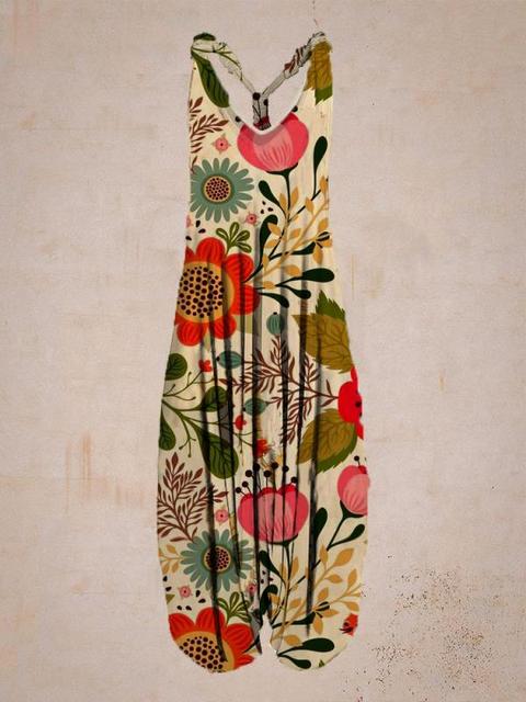 Damen Jumpsuit mit Muster, ärmellos