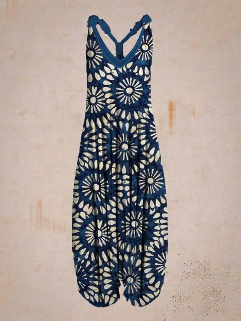 Damen Jumpsuit mit Muster, ärmellos