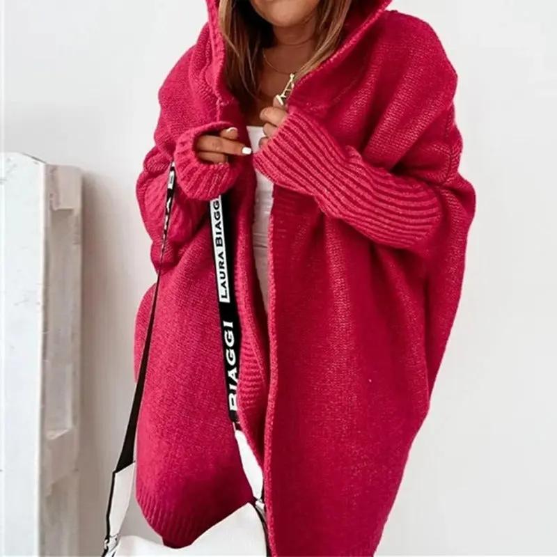 Cardigan Oversized À Capuche Pour Femmes Confortable En Maille Douce Idéal Pour Journées Fraîches Décontracté