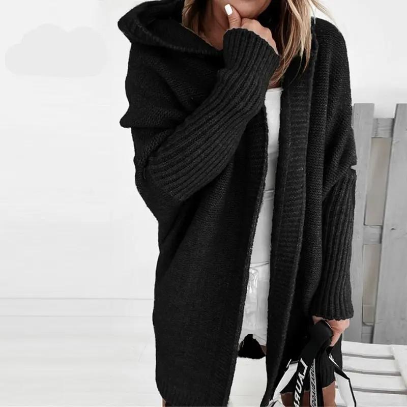 Cardigan Oversized À Capuche Pour Femmes Confortable En Maille Douce Idéal Pour Journées Fraîches Décontracté