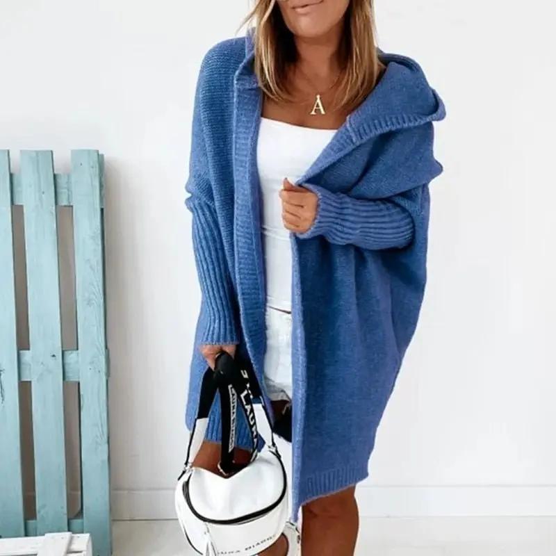 Cardigan Oversized À Capuche Pour Femmes Confortable En Maille Douce Idéal Pour Journées Fraîches Décontracté