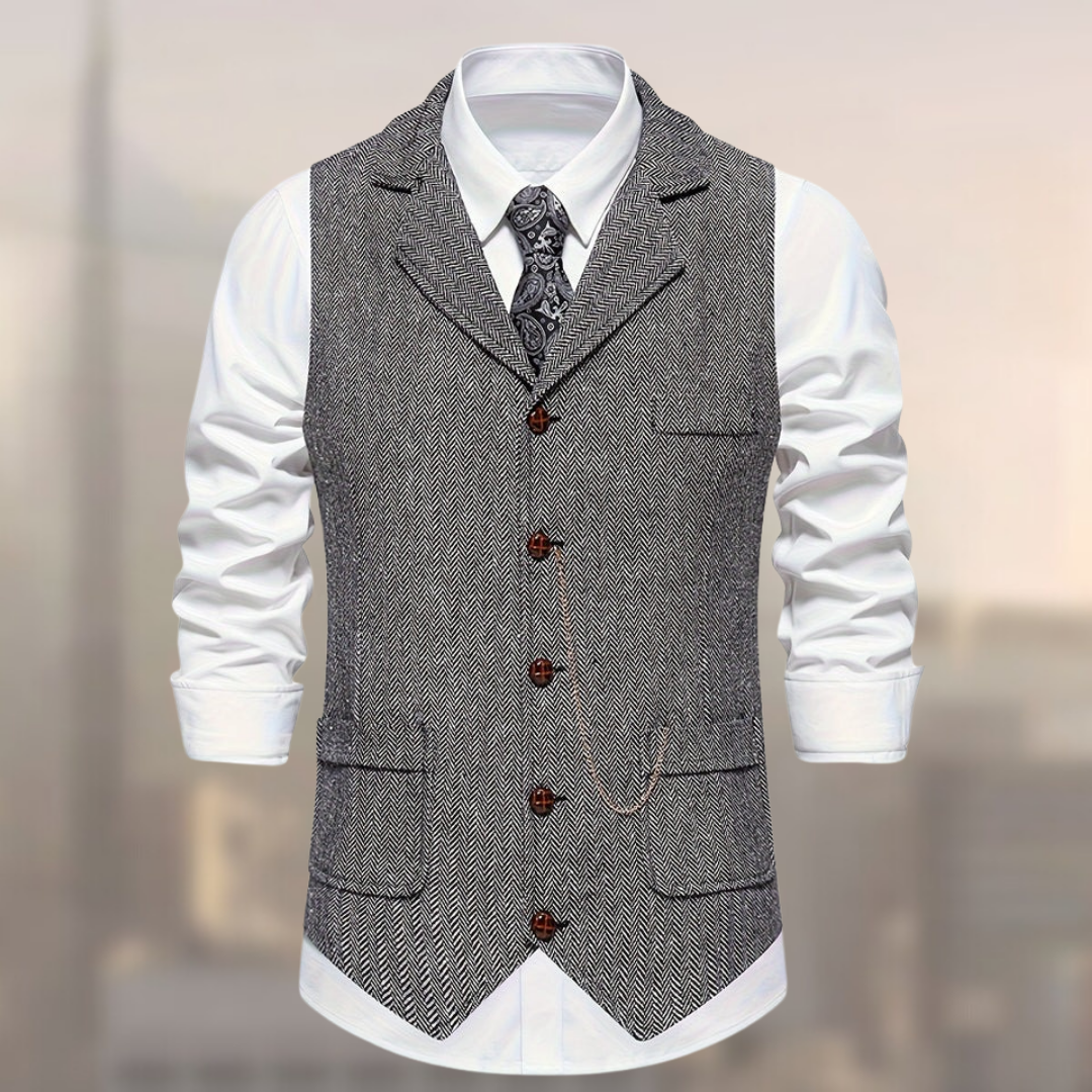 Gilet En Coton Carter Rétro Amawinc Motif Chevron Pour Homme En Couches Formel Polyvalent Classique