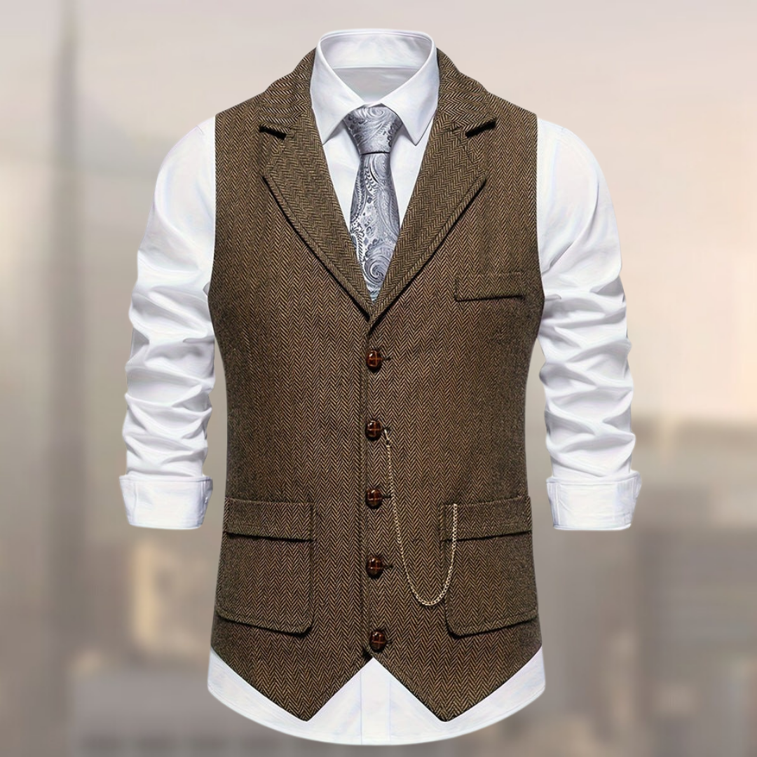Gilet En Coton Carter Rétro Amawinc Motif Chevron Pour Homme En Couches Formel Polyvalent Classique
