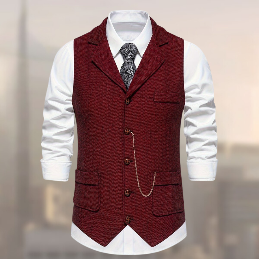 Gilet En Coton Carter Rétro Amawinc Motif Chevron Pour Homme En Couches Formel Polyvalent Classique