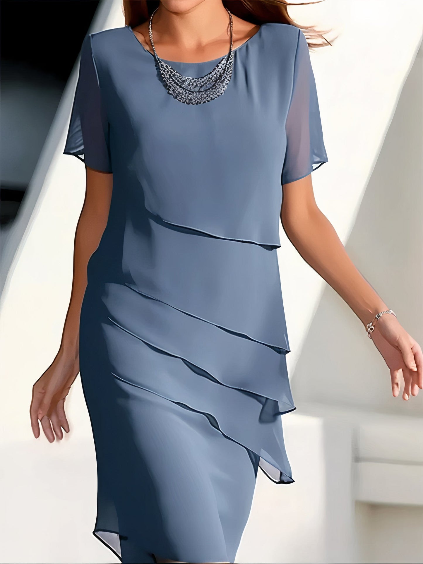 Plissiertes Chiffonkleid Una