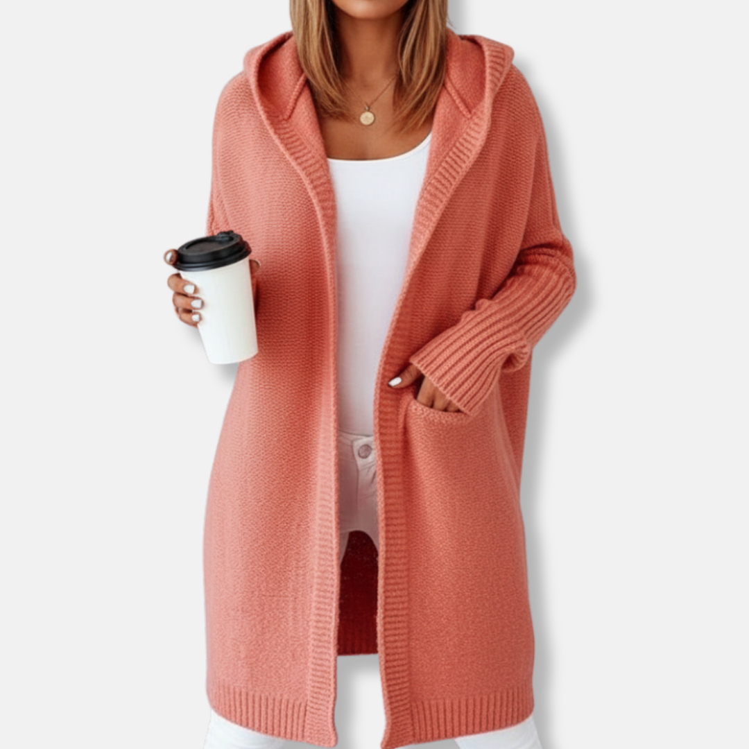 Cardigan À Capuche Femme Oversize Décontracté En Maille Mélange Laine Longueur Genou Nordisk Flair