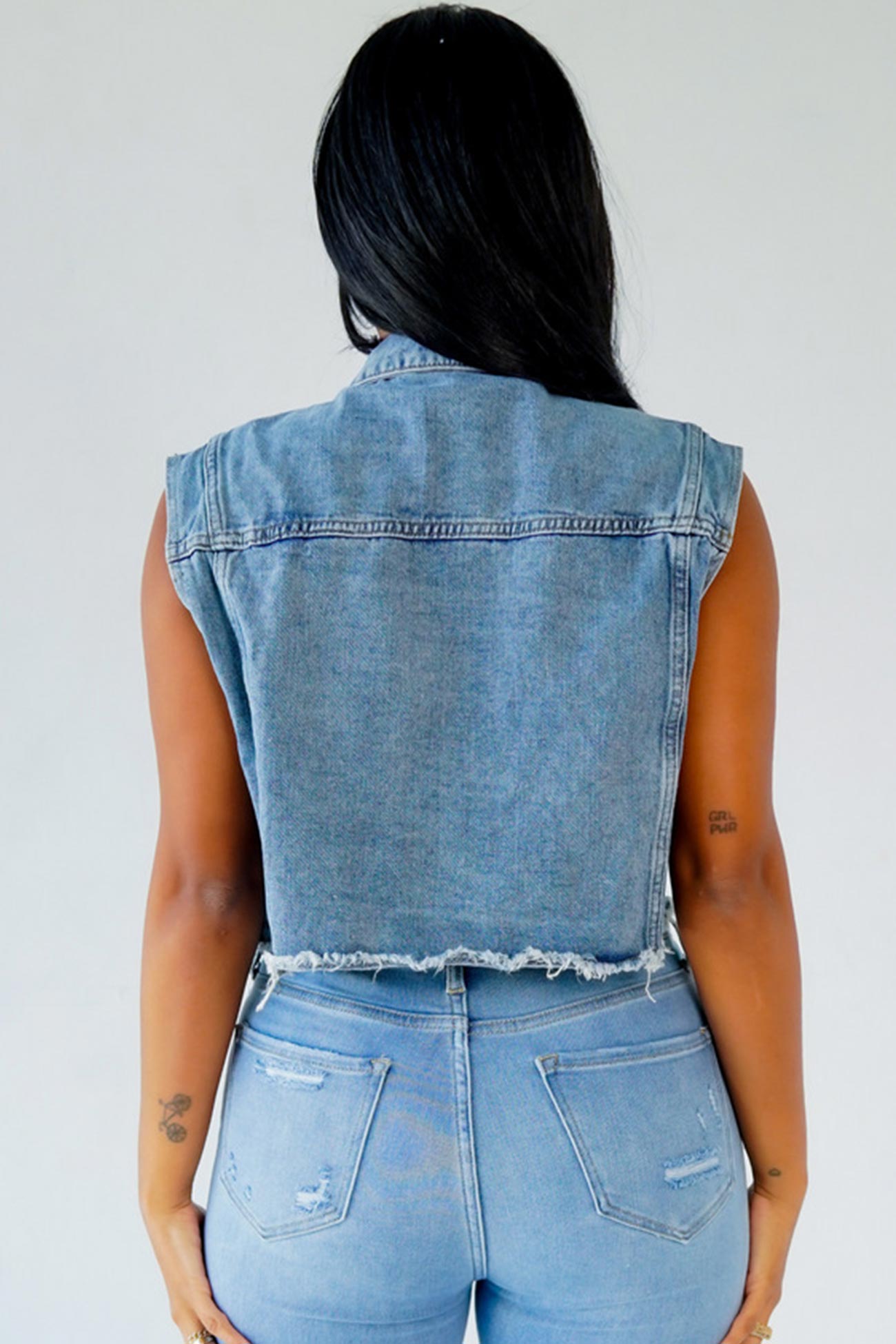 Denim Tanktop mit beschädigtem Strass von Fudus