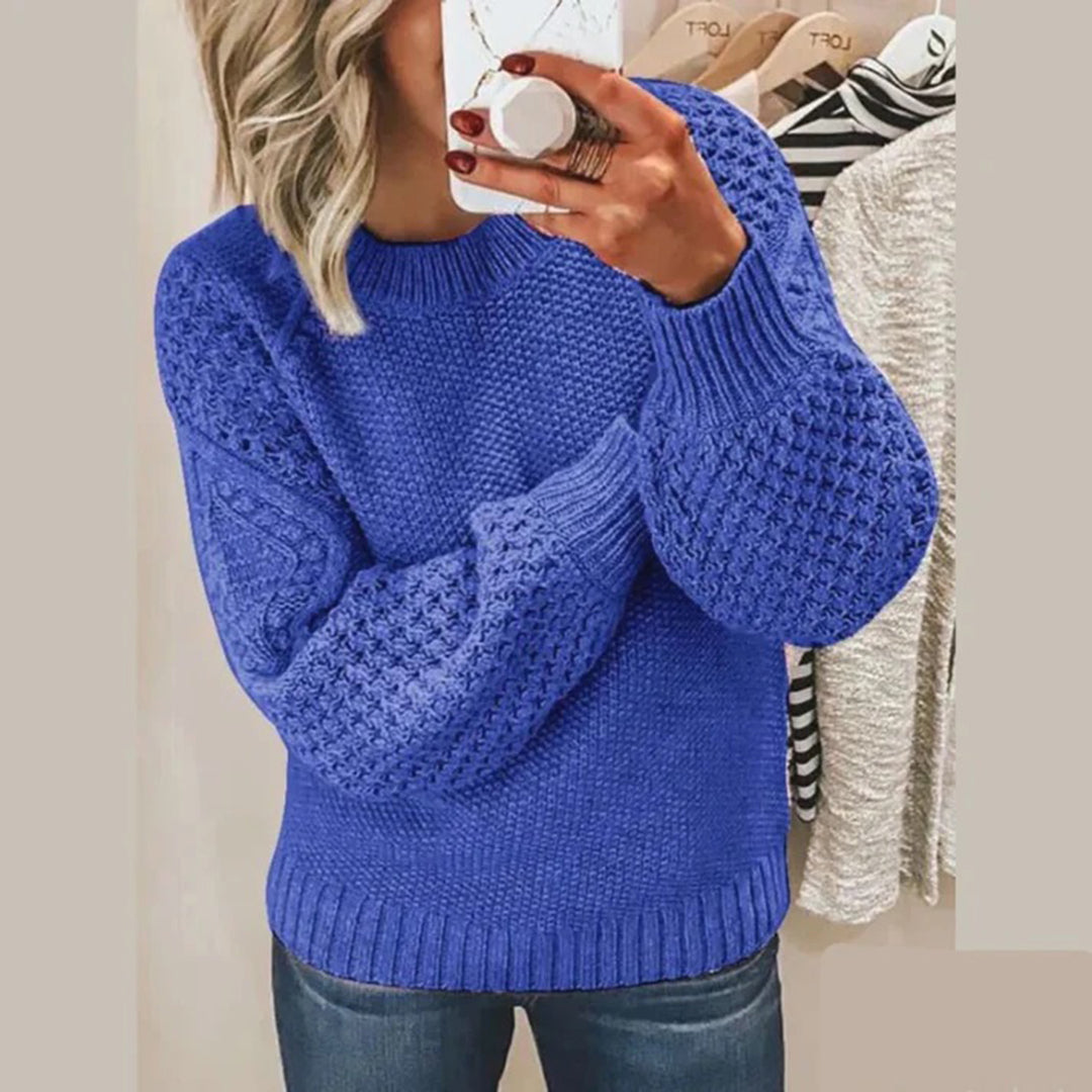 Pull En Maille Épais Femme Coupe Décontractée Avec Manches Volumineuses Bords Côtelés