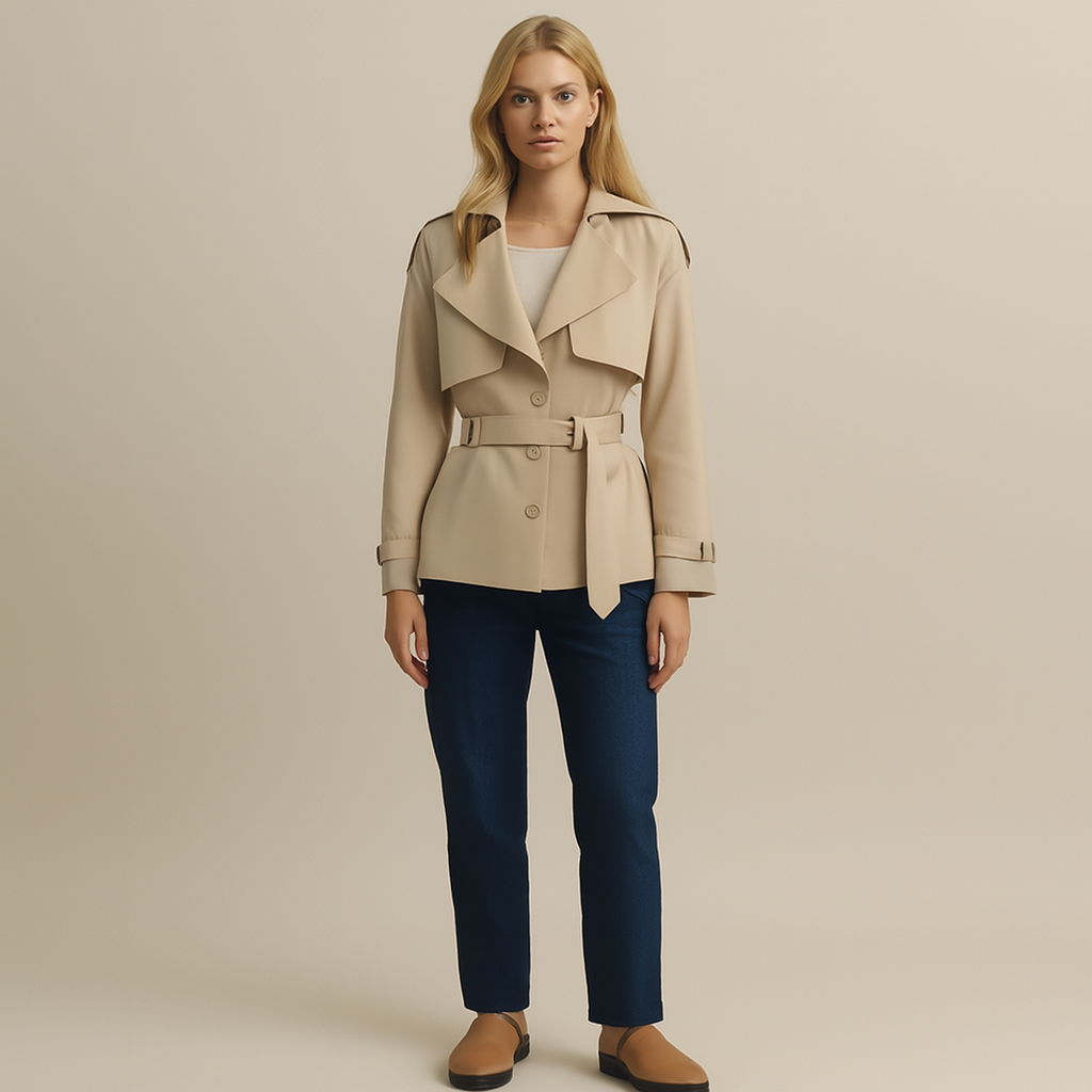 Manteau Trench Court Classique Pour Femme Chic et Polyvalent Pour Toutes Saisons