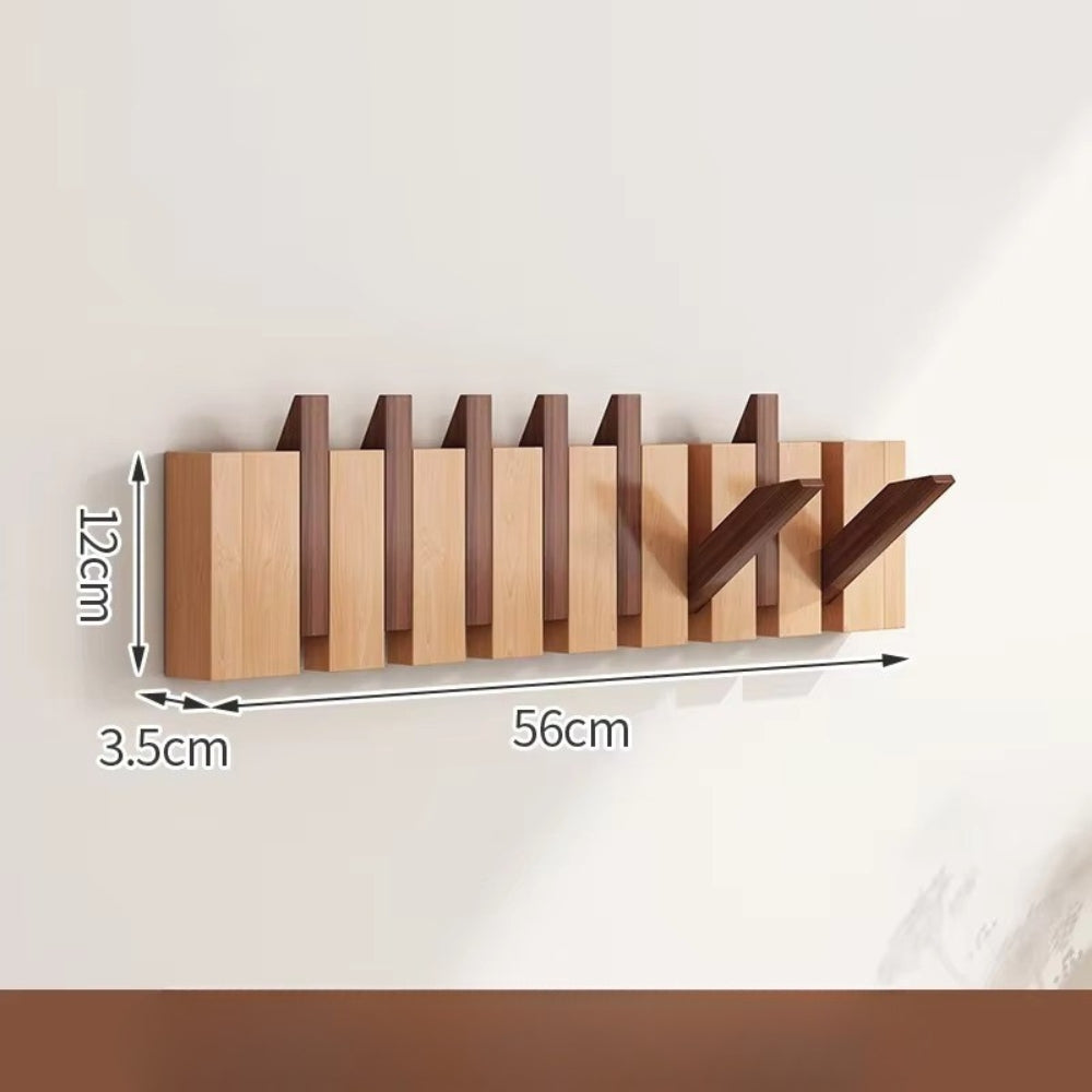 Porte Manteau Mural En Bois Moderne Avec Crochets Pliables Pour Entrée Et Rangement Élégant