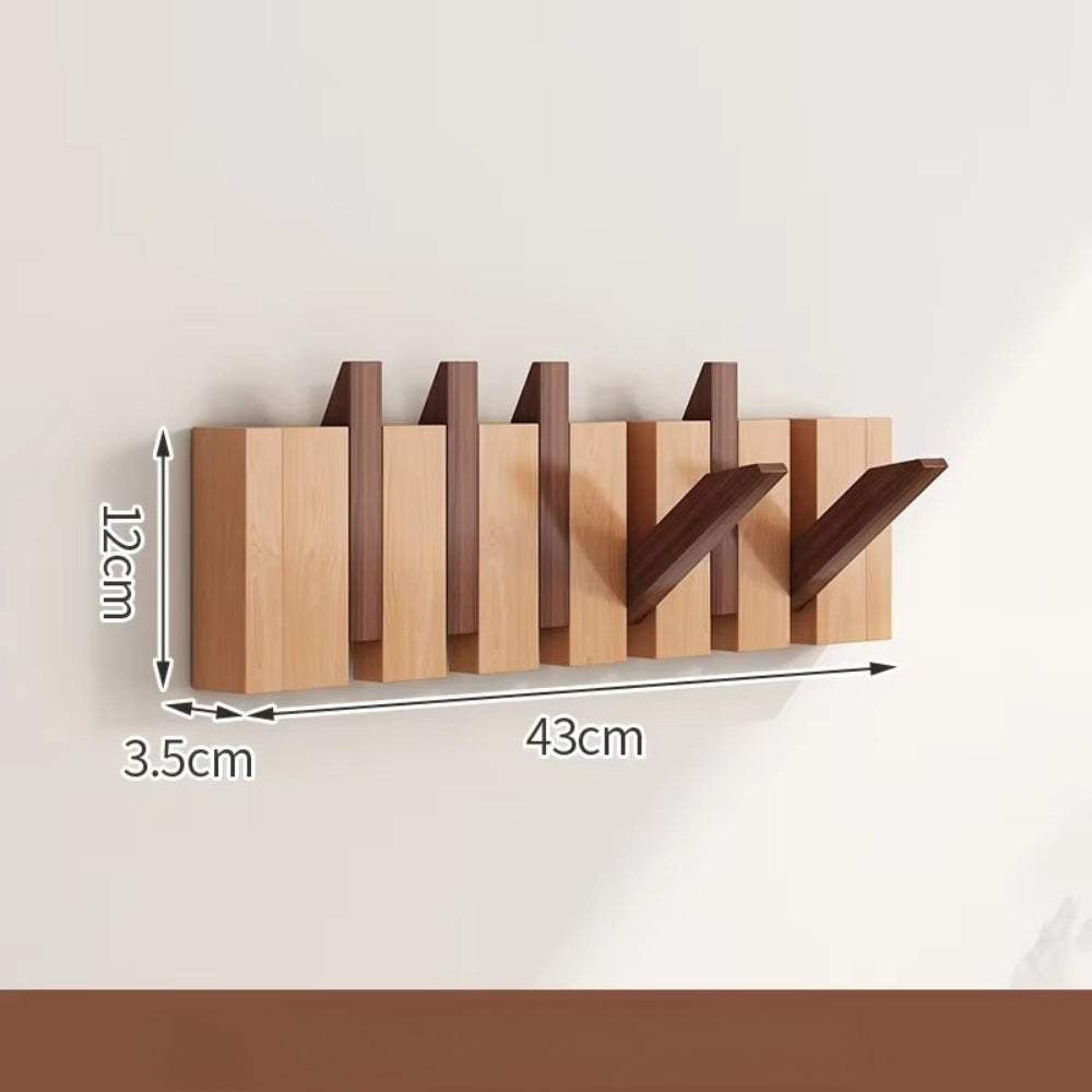 Porte Manteau Mural En Bois Moderne Avec Crochets Pliables Pour Entrée Et Rangement Élégant