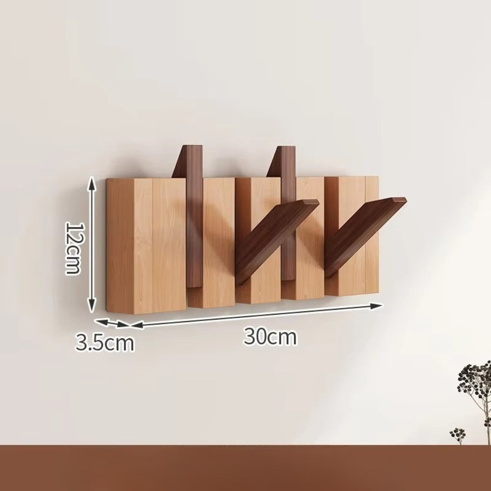 Porte Manteau Mural En Bois Moderne Avec Crochets Pliables Pour Entrée Et Rangement Élégant