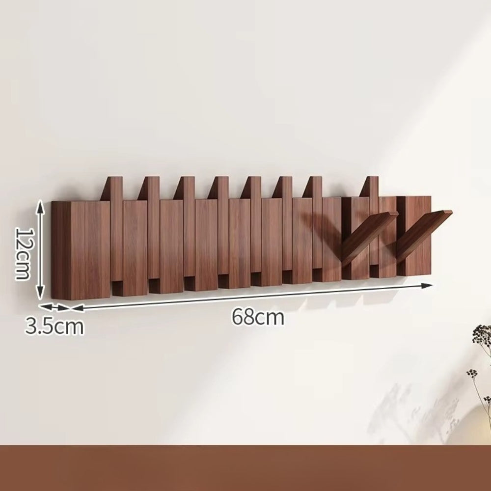 Porte Manteau Mural En Bois Moderne Avec Crochets Pliables Pour Entrée Et Rangement Élégant