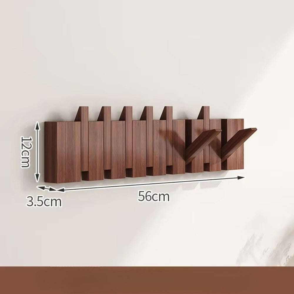 Porte Manteau Mural En Bois Moderne Avec Crochets Pliables Pour Entrée Et Rangement Élégant