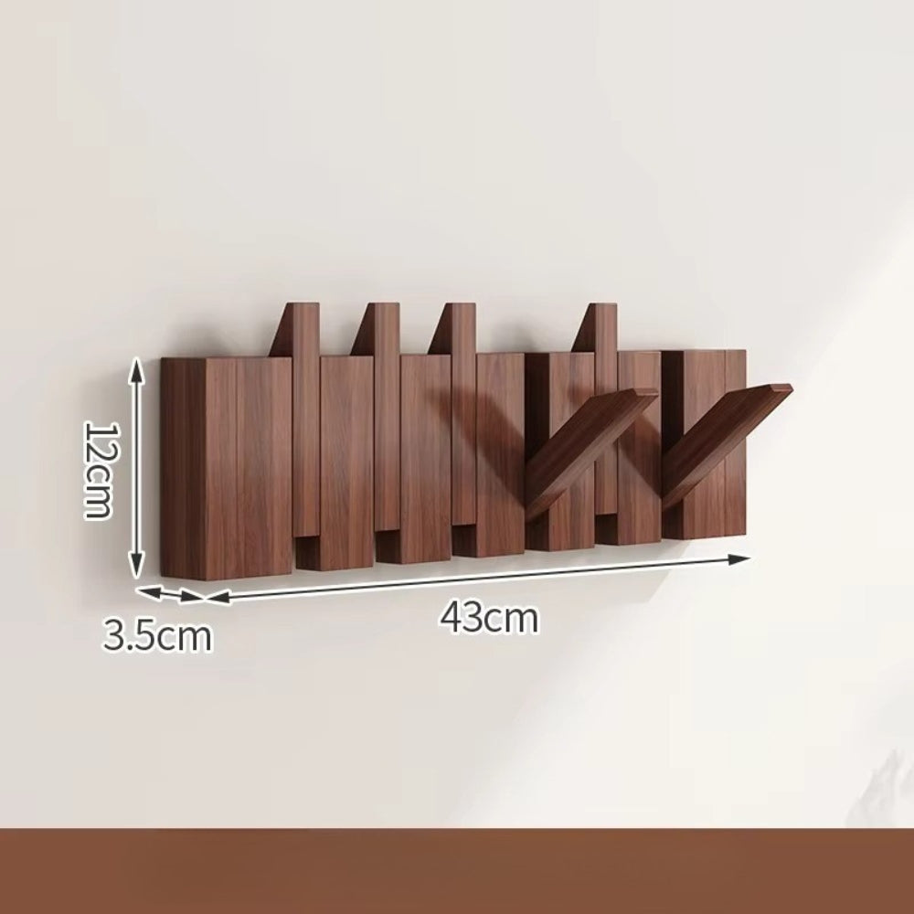 Porte Manteau Mural En Bois Moderne Avec Crochets Pliables Pour Entrée Et Rangement Élégant