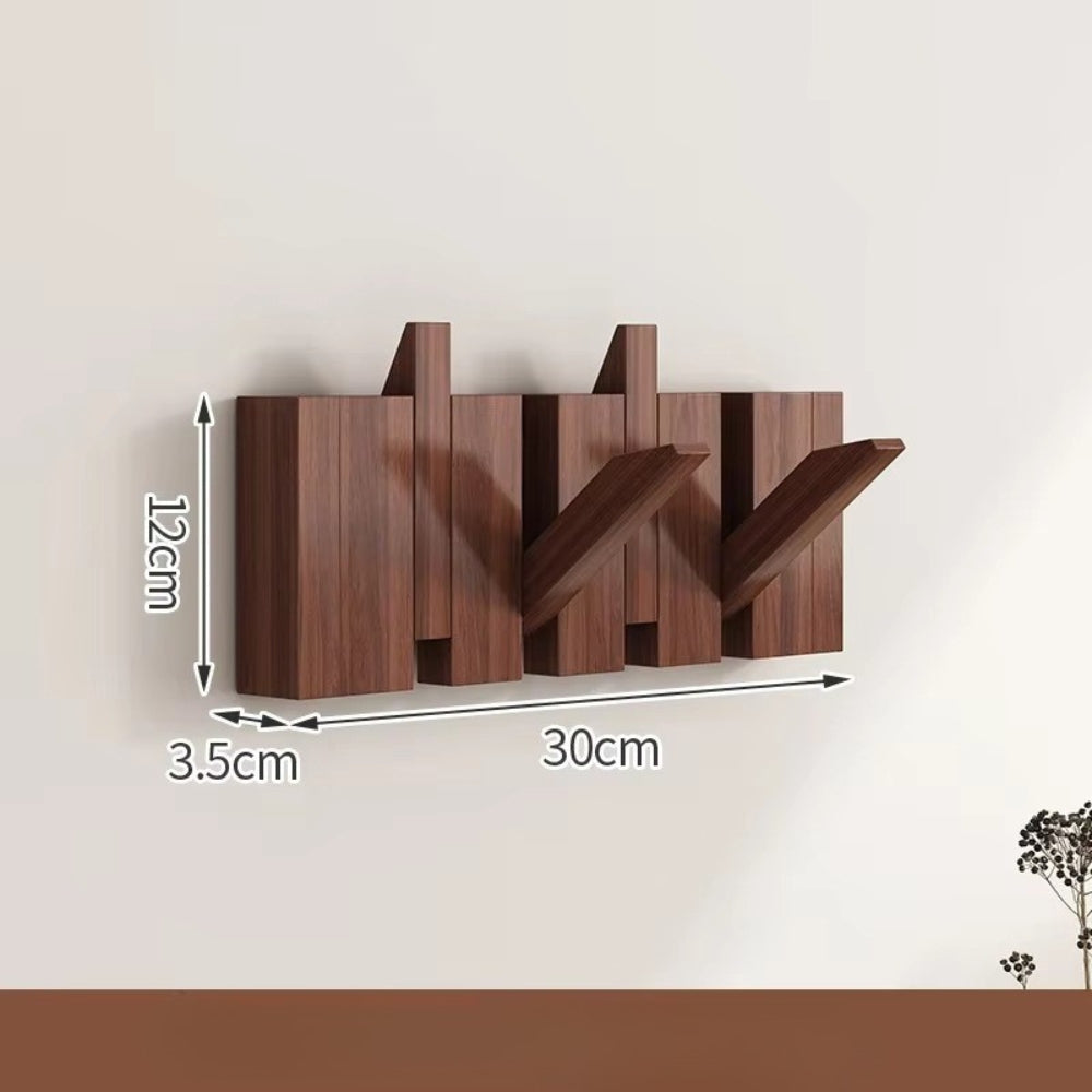 Porte Manteau Mural En Bois Moderne Avec Crochets Pliables Pour Entrée Et Rangement Élégant