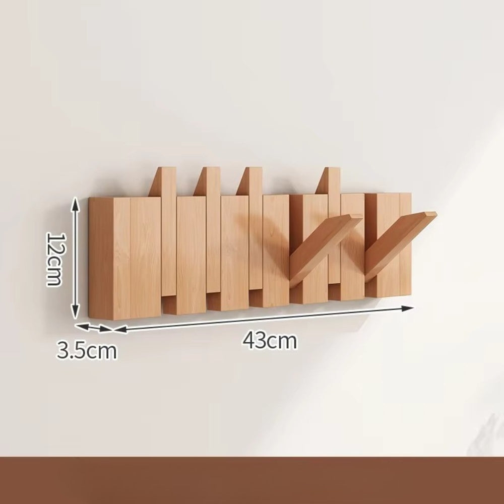 Porte Manteau Mural En Bois Moderne Avec Crochets Pliables Pour Entrée Et Rangement Élégant